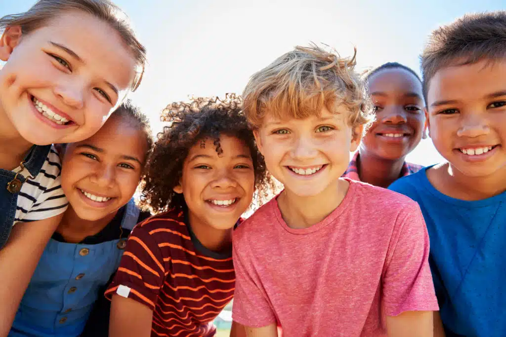 Close up of pre-teen friends